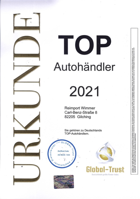 Top Autohändler 2021 Auszeichnung